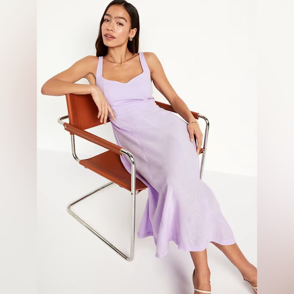 Old Navy Fit and Flare Linen Midi Dress